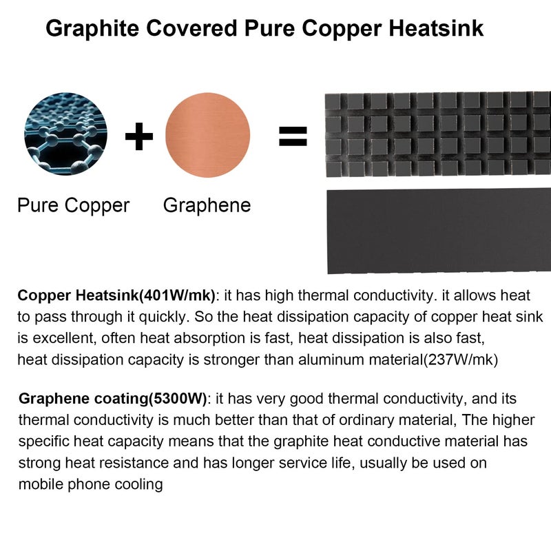 JOYJOM NVME M.2 Heatsink SSD Heatsink: Graphite Covered Pure Copper Heatsink Thermal Pad for 2280 NGFF M.2 SSD Laptop PS5 (70x20x2mm) - Image 2